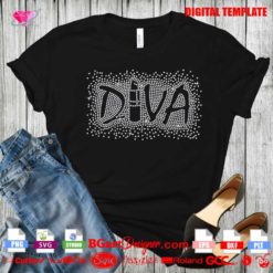 diva lipstick rhinestone digital template download svg cricut silhouette