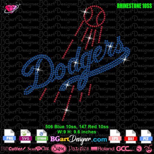 los angeles dodgers logo rhinestone svg, baseball dodgers logo rhinestone template