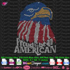 Proud to be an american eagle USA rhinestone svg cricut silhouette, eagle usa flag bling template download