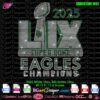 Philadelphia Eagles Super Bowl 2025 Champions Rhinestone SVG cut file with design details, dimensions, and rhinestone count. Digital download for Cricut, Silhouette, and laser cutting machines.