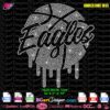 Eagles rhinestone basketball digital template preview for cutting machines, focus keyphrase Eagles rhinestone