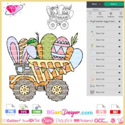 easter tractor bunny egg svg cricut silhouette, tractor carrot bunny layered svg download, tractor vector svg file, tractor egg rabbit svg