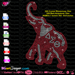 red elephant delta sigma theta rhinestone svg cricut silhouette, elephant bling digital template