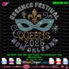 Essence Festival Queens rhinestone design on black t-shirt for cutting machines, featuring Mardi Gras mask with fleur-de-lis