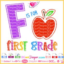f is for first grade apple vector svg, teacher apple gift t-shirt transfer