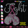 fight boxing gloves pink ribbon rhinestone template svg cricut silhouette, boxing gloves pink ribbon bling transfer iron on, fight cancer awareness rhinestone template svg