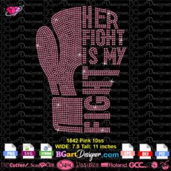 fight boxing gloves digital rhinestone template, cancer pink ribbon bling rhinestone template