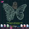 Floral woman butterfly rhinestone svg cricut silhouette, Butterfly fairy girl bling template svg