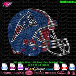 New England Patriots football helmet rhinestone template for instant digital download. This SVG design is tailored for Cricut and Silhouette users, ensuring a precise cut every time. Perfect for making dazzling, custom t-shirts that show off team pride. Compatible with various cutting machines