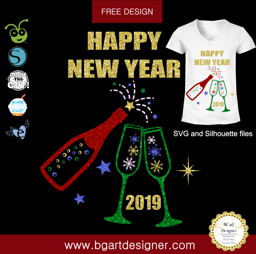 Free vector, Happy new year 2019, Happy New Year Signs, svg, cricut