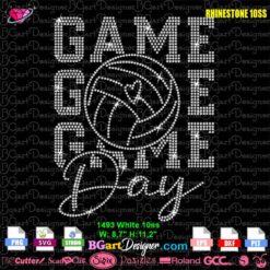 Game Day rhinestone file volleyball bling DIY tee svg plt digital design for cutting machines and volleyball shirts for women