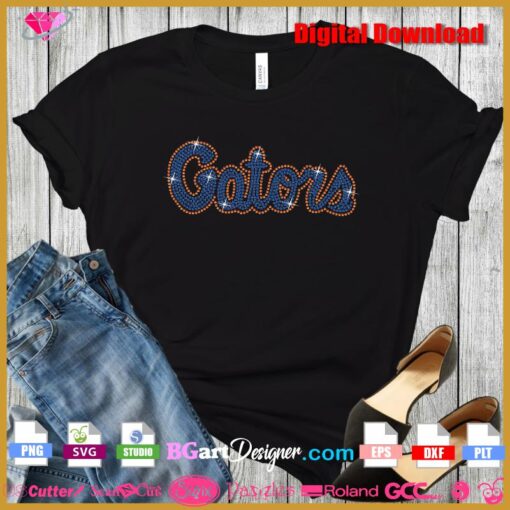 gators bling rhinestone transfer shirt svg