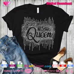 ghetto queen heart cross crown bling rhinestone transfer shirt svg cricut download