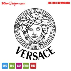 Gianni Versace Medusa face SVG layered vector file for Cricut and Silhouette – digital download for DTF, HTV and sublimation projects.