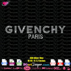 Givenchy logo rhinestone template svg cricut silhouette, Givenchy digital rhinestone template svg, download Givenchy rhinestone svg plt file