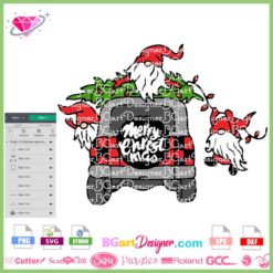 Christmas Gnome Red truck svg, Holiday tree Gnomes sublimation, SVG cut file Cricut Silhouette, vinyl cut file
