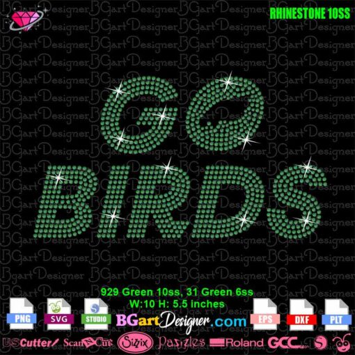 Go birds Philadelphia Eagles rhinestone svg, philly nfl eagles rhinestone template svg cricut