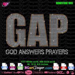 gap god answers prayers rhinestone svg, gap logo rhinestone template svg