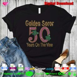 golden soror 50 years on the vine digital bling rhinestone template svg, ivy leaf numbers rhinestone