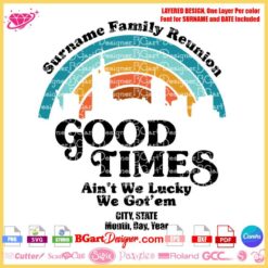 Layered SVG Good Times Family Reunion Design Compatible with Automatic Rhinestone Machines, Custom Family Event Shirts Editable with Name and Date