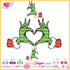 Grinch hand heart svg, grinch female hands heart layered, heart hand christmas and Ms grinch cindy lou svg cricut silhouette