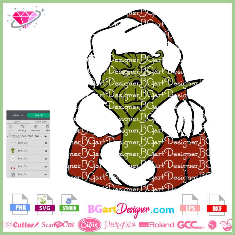 Grinch face Christmas T Shirt Iron on Transfer Decal