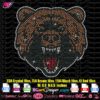 Grizzly bear angry head rhinestone svg, bear mascot rhinestone digital template svg