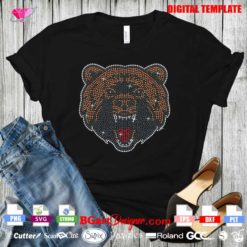 bear football logo bling rhinestone download, black bear attack rhinestone svg cut file