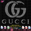 Gucci GG new logo rhinestone svg, gucci logo digital bling rhinestone template