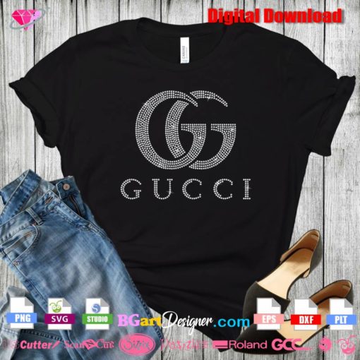 gucci GG new logo digital rhinestone bling transfer