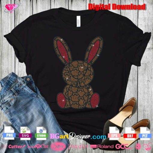 gucci rabbit bling digital rhinestone template download transfer