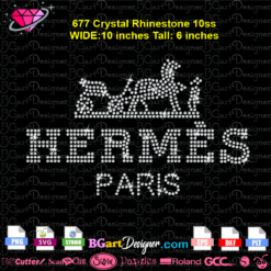 Hermes paris rhinestone template svg cricut silhouette, hermes bling logo