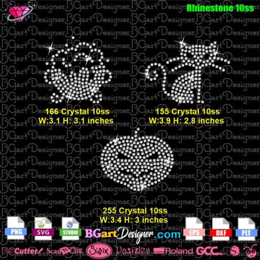 Halloween Elements rhinestone template svg, cauldron rhinestone svg, horror cat rhinestone svg, pumpkin rhinestone svg