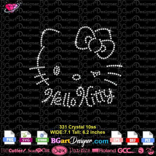 Hello Kitty middle face rhinestone template svg, hello kitty digital rhinestone template svg