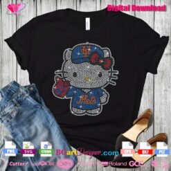 hello kitty number one mets digital rhinestone template svg cricut download