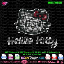 hello kitty sign face rhinestone cricut silhouette, hello kitty logo bling download, hello kitty sanrio rhinestone iron on transfer
