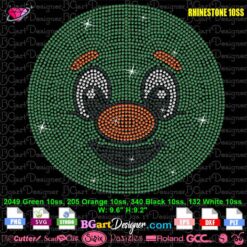 Houston Astros Texas Orbit rhinestone template preview with green, orange, black, and white stones for cutting machines