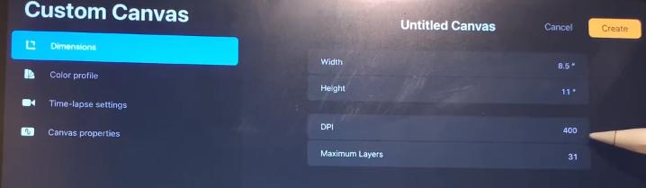Measuring the canvas on procreate