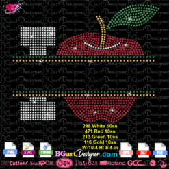 I love Split apple rhinestone svg cricut silhouette, split apple digital rhinestone template svg, apple bling transfer download