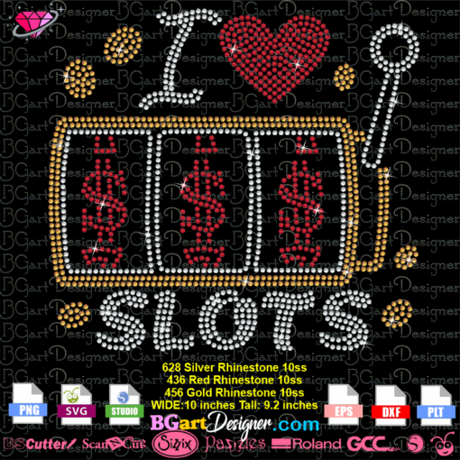 I love slots machine rhinestone svg, slot machine rhinestone template cricut silhouette, slots machine bling transfer iron on, casino las vegas rhinestone svg plt, Jackpot Luck Game rhinestone svg download