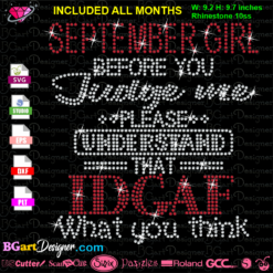 Download rhinestone birthday girl before judge me please understand that IDGAF what you think svg cricut silhouette, IDGAF bling cut file