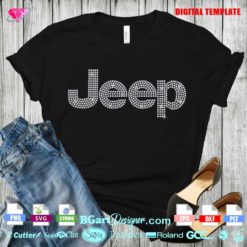 jeep logo bling transfer iron on file, digital rhinestone template jeep shirt