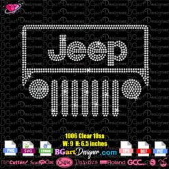Jeep silhouette rhinestone svg cricut, jeep card outline bling cut file