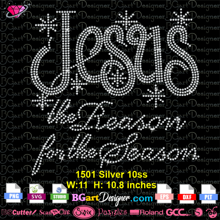 lllᐅ Jesus Reason Nativity Rhinestone SVG - bling template cricut