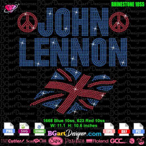 John Lennon rhinestone svg, John lennon peace sign rhinestone svg cricut download