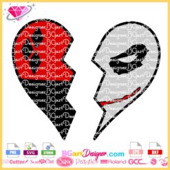 joker and harley quinn hearts couple matching svg cricut download