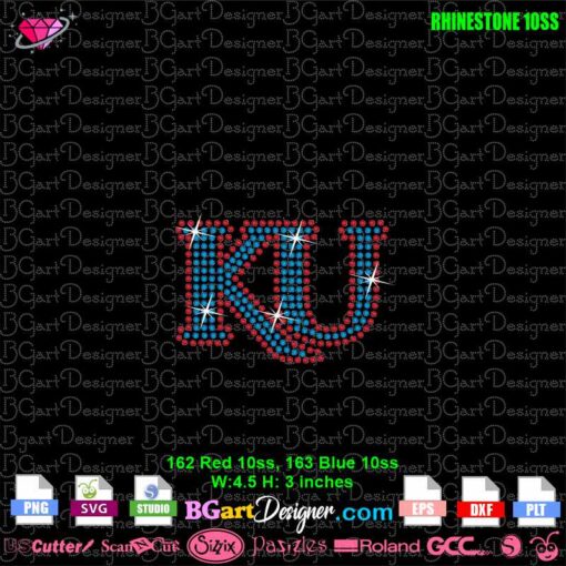 KU University of Kansas Logo rhinestone svg, University of Kansas Jayhawks NCAA Collegiate rhinestone svg