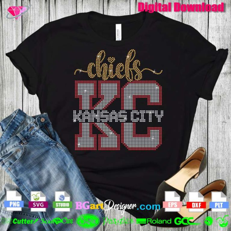 lllᐅ Big KC Kansas Chiefs Rhinestone SVG - bling digital template