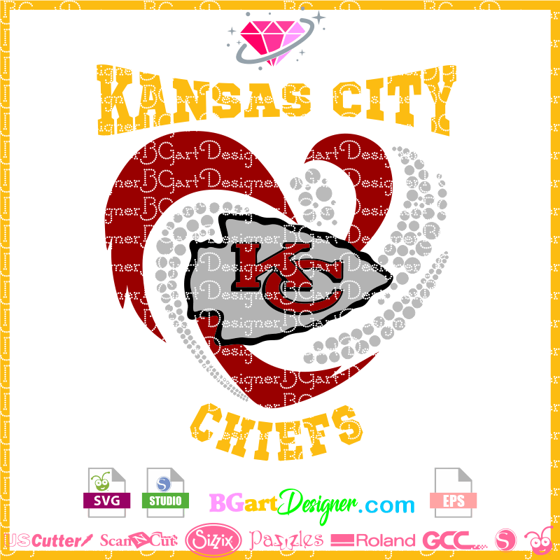 Chiefs Heart Svg, Kansas City Chiefs KC Files for Cricut