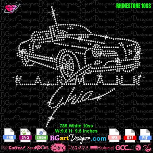 Karmann Ghia convertible rhinestone svg, Volkswagen Karmann Ghia bling svg cricut